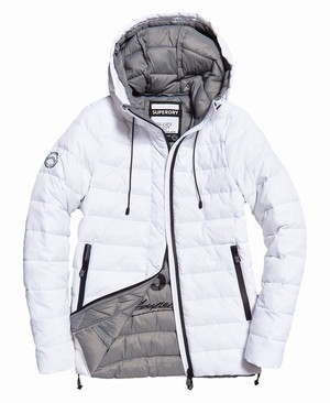 Superdry Eclipse Hooded Fuji Női Kabát Fehér | GUERJ8753